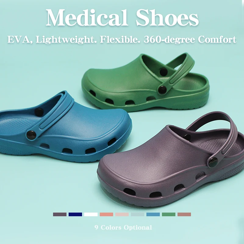 Ultra leve esfrega sapatos personalizáveis tamancos cirúrgicos femininos anti-deslizamento chinelos de sala de operação eva calçados hospitalar para animais de estimação 5x03-07