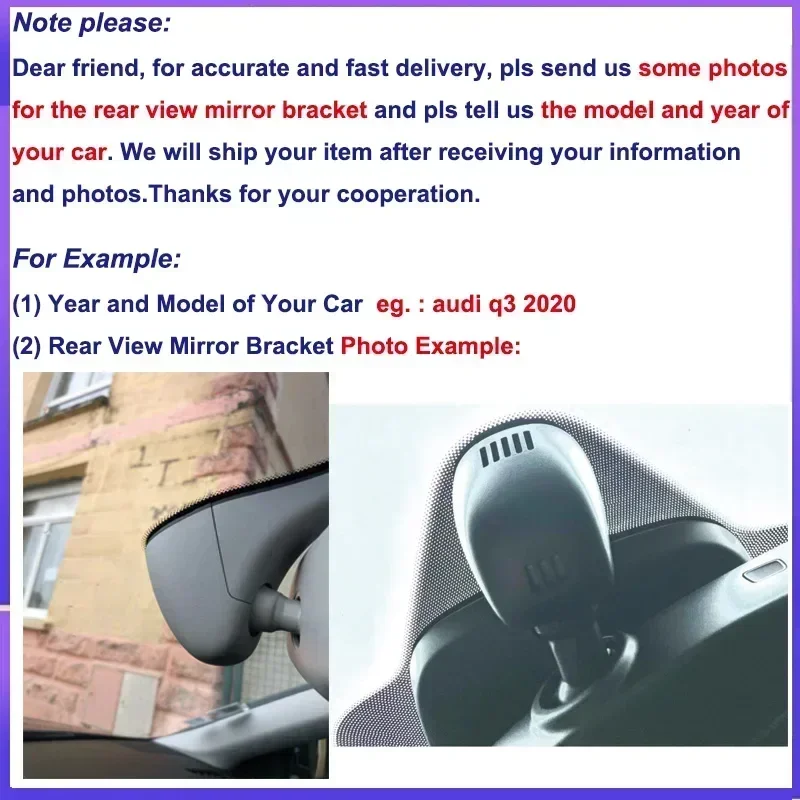 4K UHD 2160P واي فاي التوصيل والتشغيل Car-DVR لأودي q5 q7 q3 q8 q4 s3 8v s5 b9 s4 b8 tt rs a3 8v 8p a4 b8 b9 a5 a6 c7 a7 DashCam
