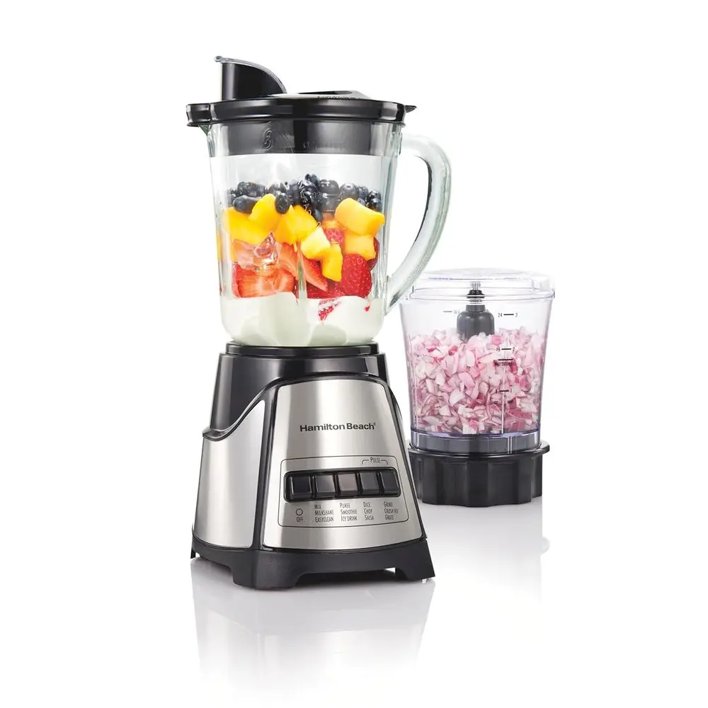 

Elite Blender with 3-Cup Chopper, Mini Food Processor, 40oz Glass Jar, 12 Functions, Ice Crush, Black Stainless Steel