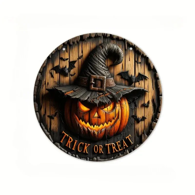 Halloween Decoration 20cm Halloween Style Wooden Wall Decoration Artwork 2 Inch Round Pumpkin Shaped Sign 2d Event Party Festive