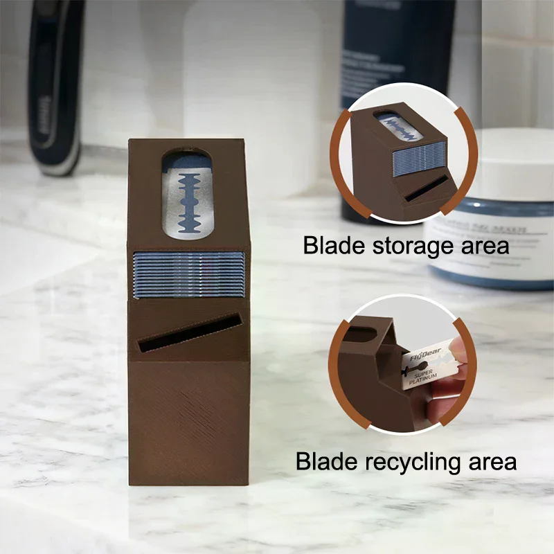 3D Printing Mini Razor Blades Disposal Case Razor Blade Recycling Boxes Trash Can Trash Collector Organizer Barber Accessories