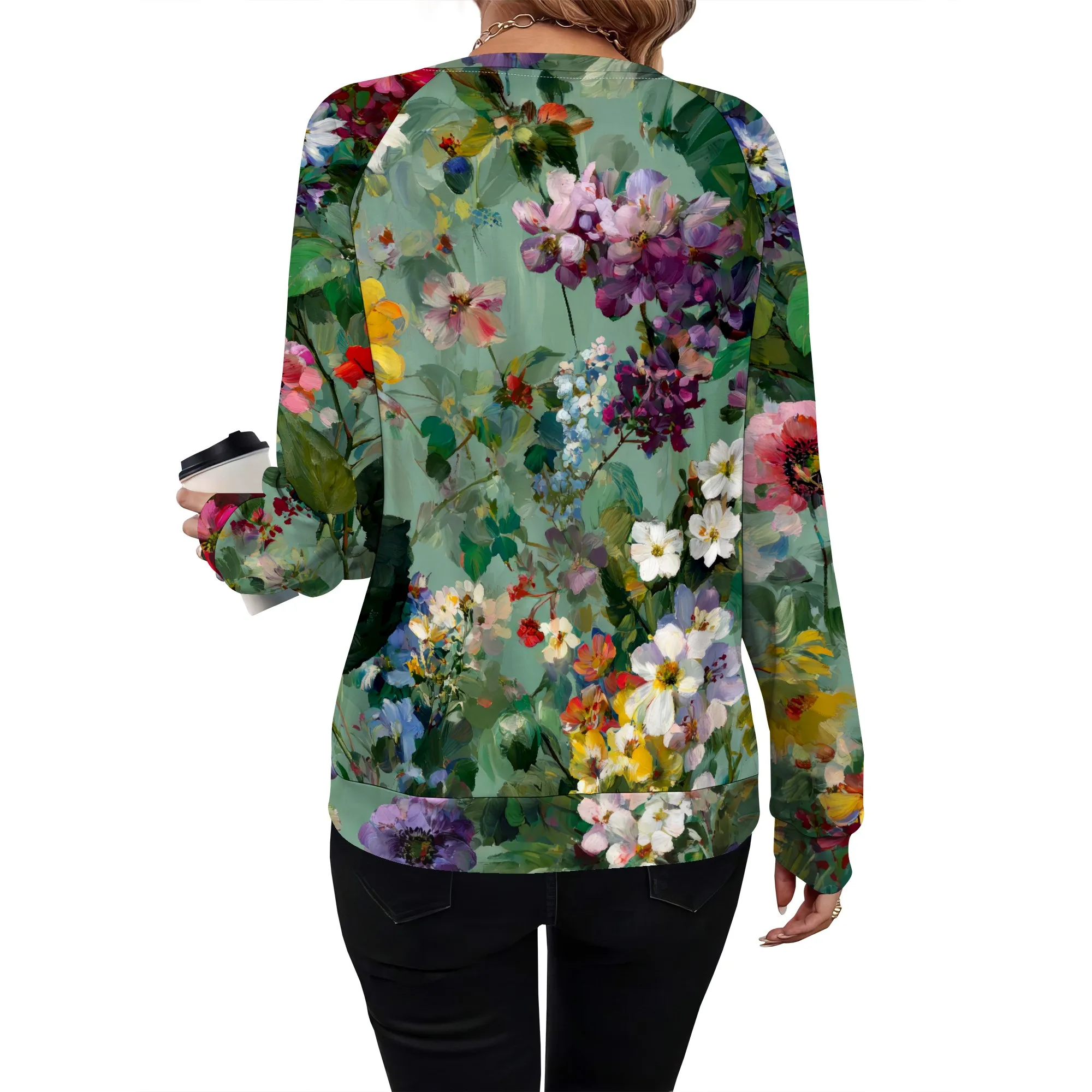 Womens 3/4 Length Sleeve T Shirt Loose Fit Plus Size Crewneck Tops Casual Tees Fashion Summer Flower Graphic Blouses