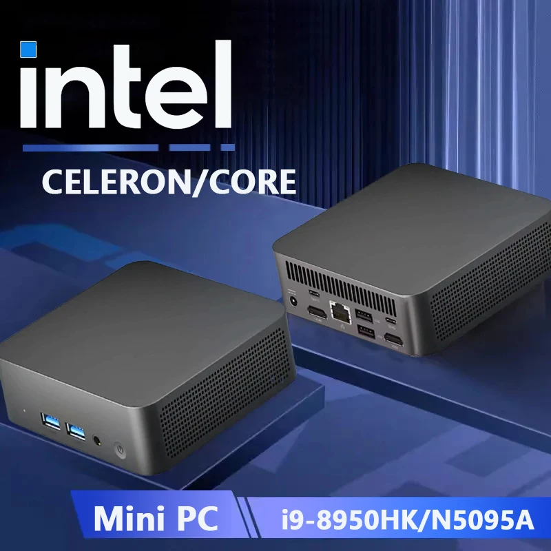 Mini PC de jeu Windows 11 Pro, Intel Core i9 8950Ian ou Celeron N5095A, 16 Go DDR4, 1 To, 2 To, SSD M.2, WiFi 6, UHD