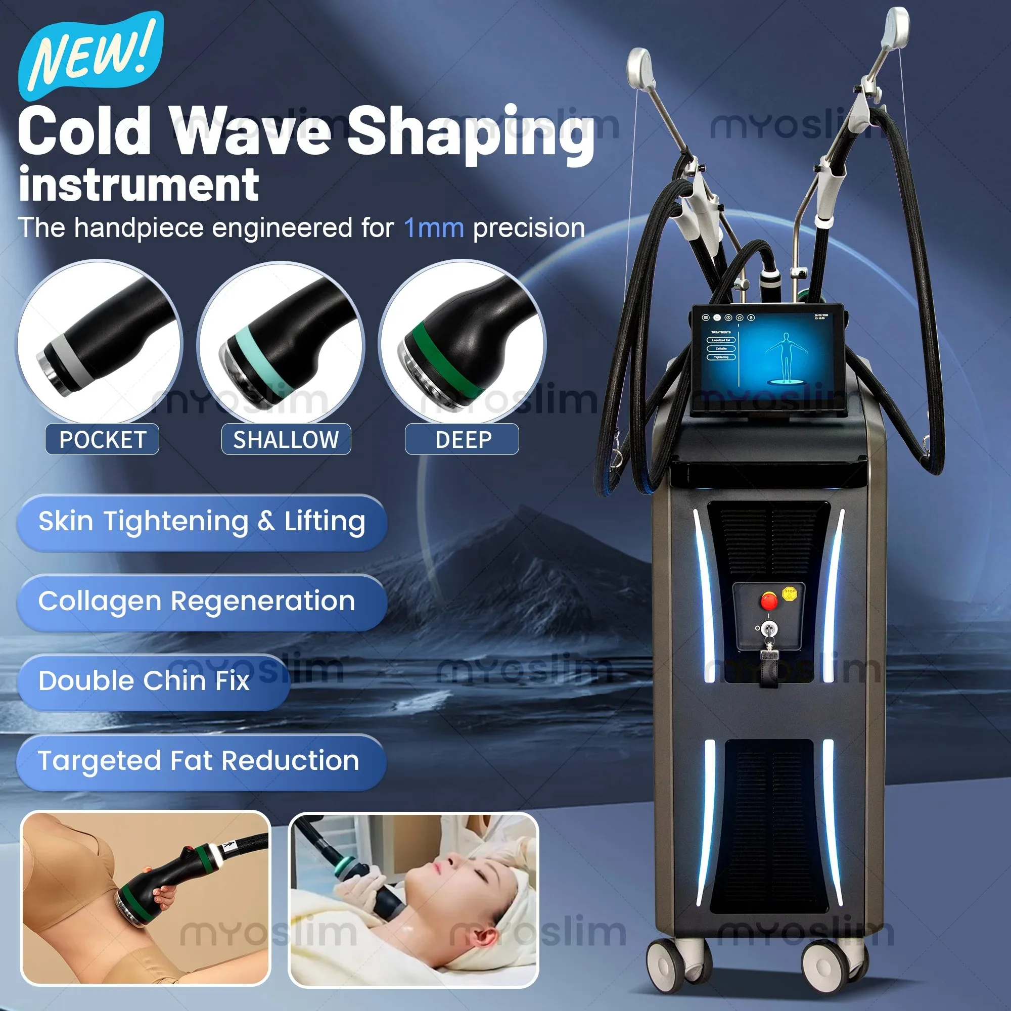 Vertical Cold Wave EMS Body Sculpt Machine 3 Handles Body Contouring Fat Reduction Skin Tightening Beauty Salon Equipment