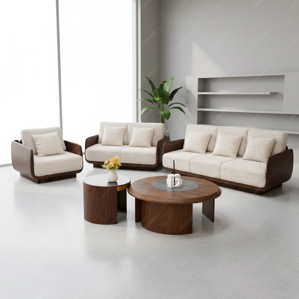 

#Comfortable Eco-Friendly Velvet Fabric Handmade Solid Wood Modular Sofa Set Reclining Feature Modern Simple Design Living Room