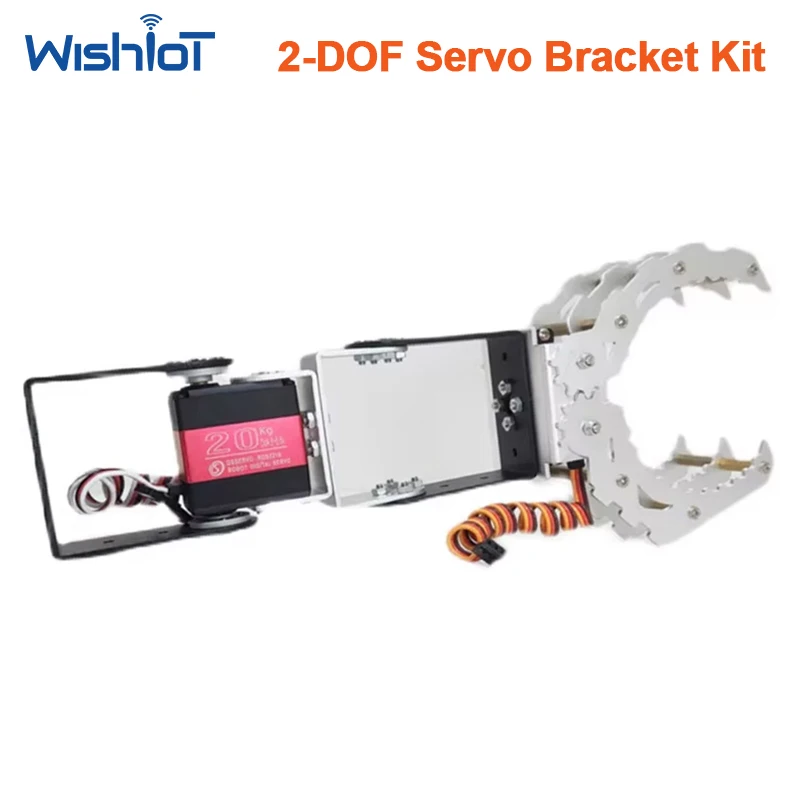 2 DOF Metal Gripper Claw Mounting Bracket Kit Heavy Duty Mechanical Robotic Arm Clamp Holder for MG995 MG996 Servo DIY