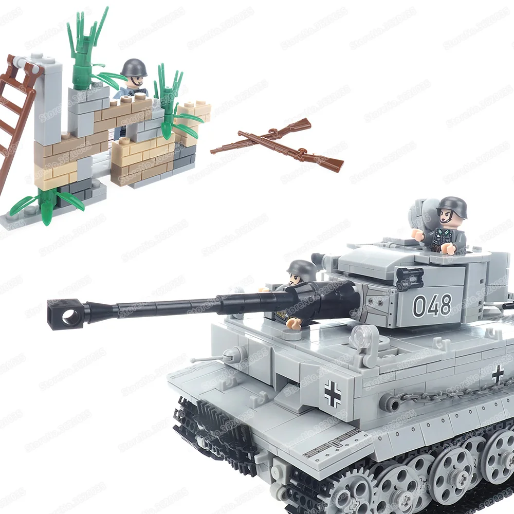 Military Tiger Tank Building Block Assembled WW2 Figures Heavy Weapons Code Name Sd.Kfz.181 War Scenes Model Child Gift Boy Toys