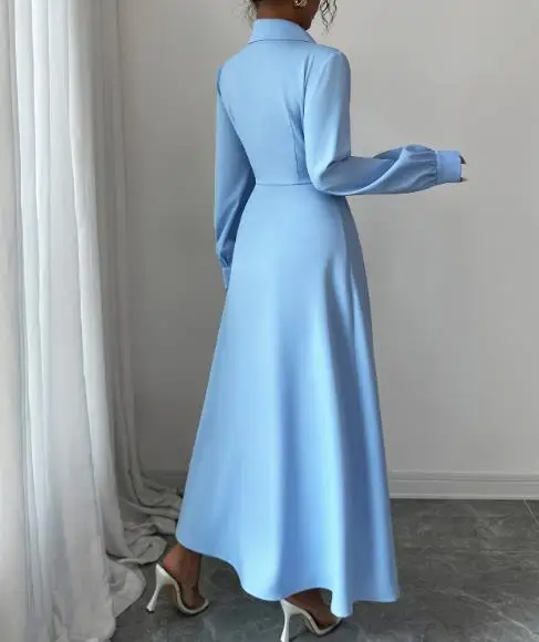 

Female Wear Simple and Fashion Button Up Long Sleeve Women Long Dress Daily Temperament Women's Dress for Autumn and Winter 2025