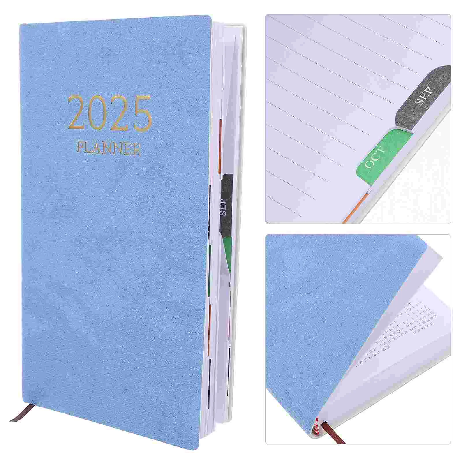 

2025 Schedule Work Planner Agenda Book Pocket for Daily Organization Small Blue Weekly Calendar Notebook Office