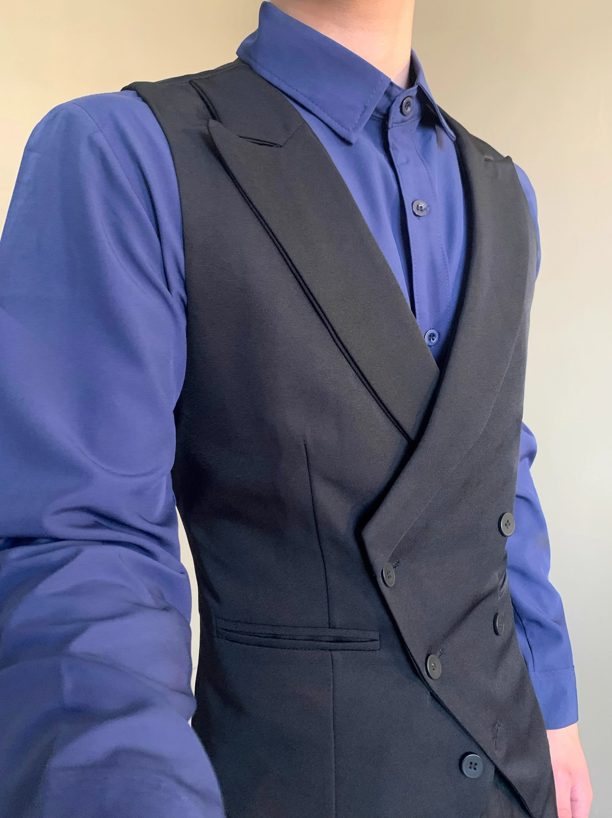 British Style Men's Vest Jacket Youthful Vitality Standard Fit Four Seasons Double Breasted V-neck Inner Wear DK Uniform Suit