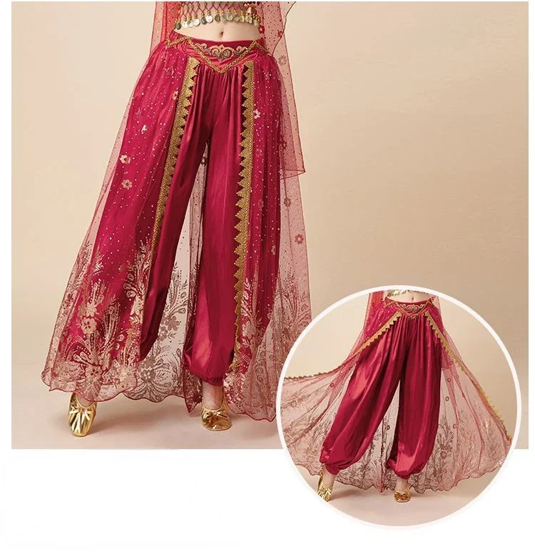 Aladdin Jasmin Prinzessin Bauchtanz Praxis Kostüm Party Fancy Outfit Performance Stil Anzug für Frauen Halloween Kostüm