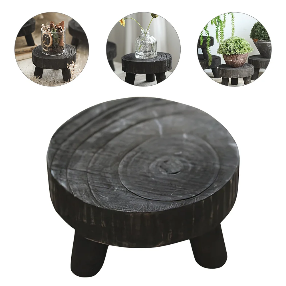 

Fine Polishing Wooden Pedestal Stand Round Riser For Indoor Plants Food Desserts Home Decoration