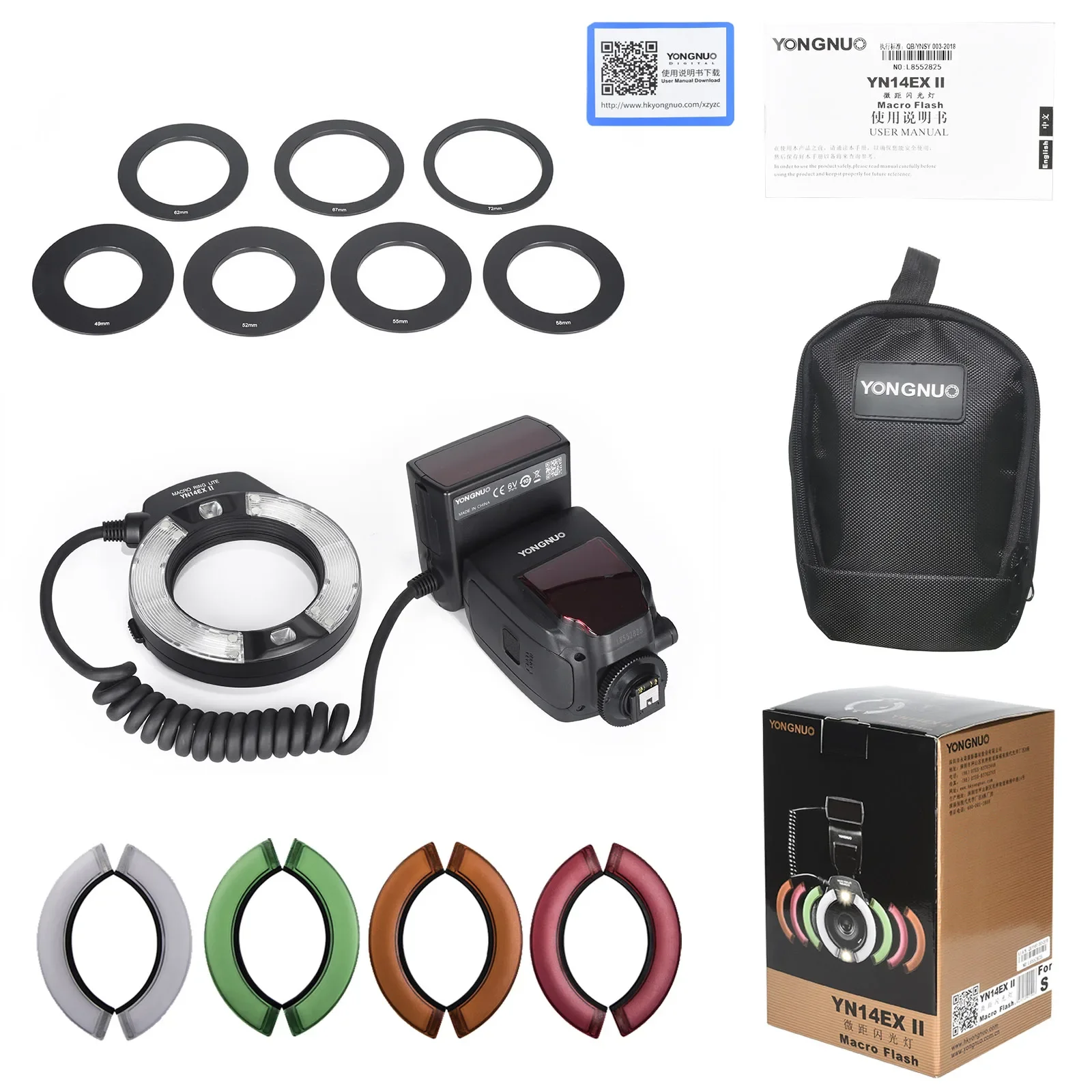 YONGNUO YN14 EX YN14EX II LED Macro Ring Flash Speedlite Light  Canon EOS 1Dx 5D3 6D 7D 70D 80D Cameras Or Sony Camera