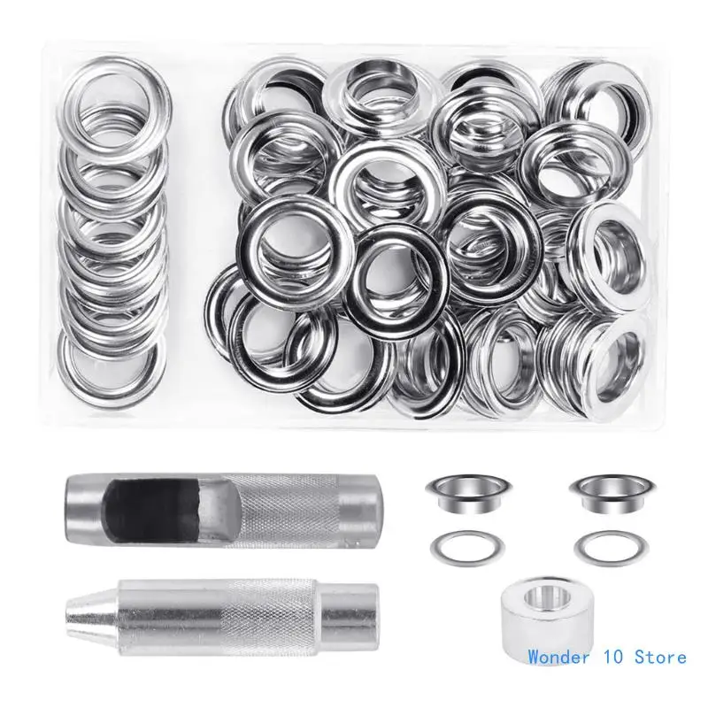 

50 Sets 20mm Metal Grommets Kits Eyelet Tool Eyelets and Grommet Set for Leather Fabric Belt Shoes Accessories