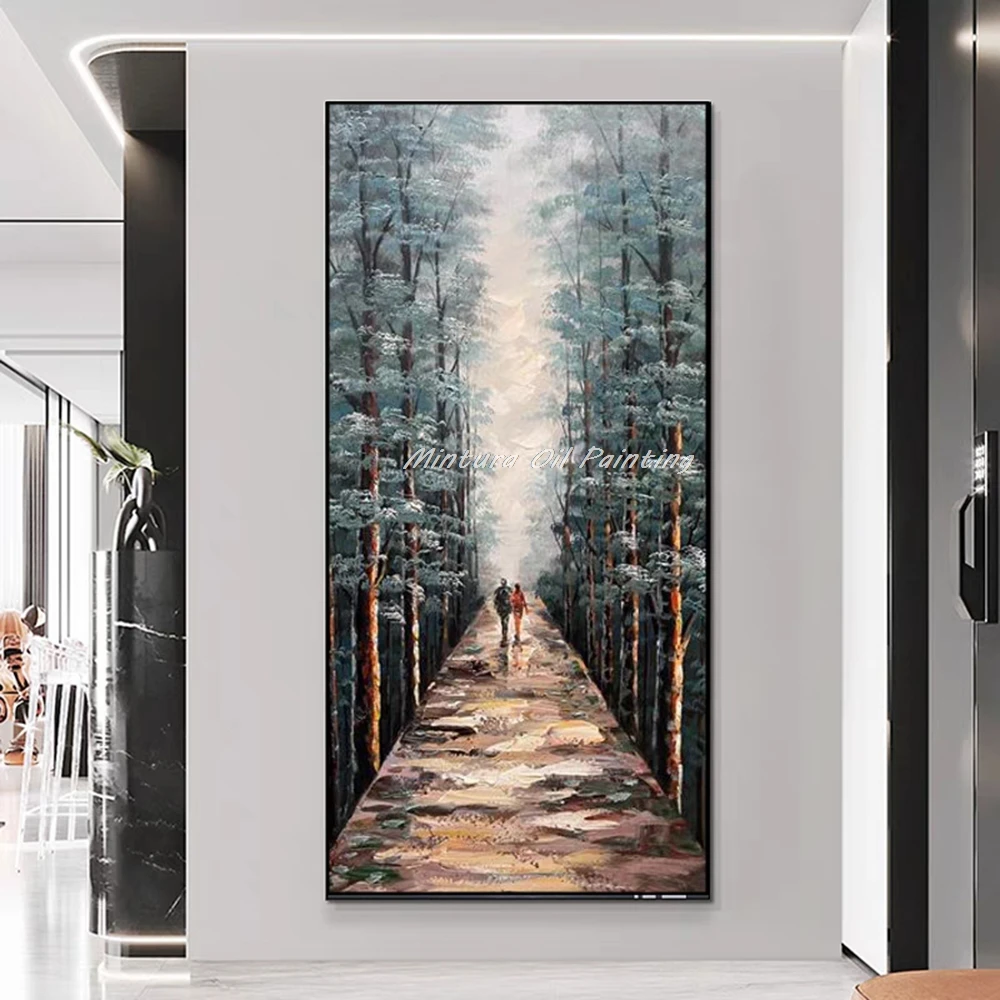 Mintura,Handpainted Forest Oil Paintings on Canvas Abstract Art Poster Modern Home Decor Wall Picture for Living Room Decoration