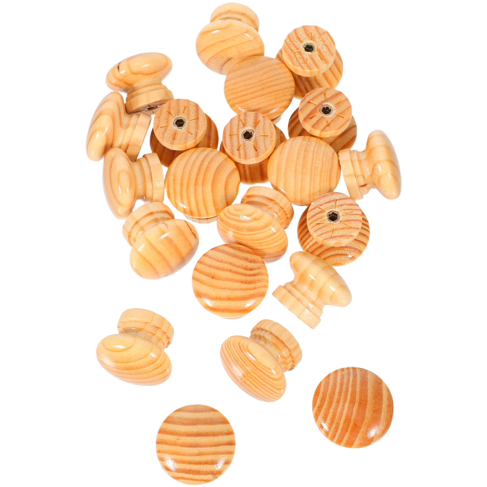 

20pcs Solid Wood Handle Furniture Knobs for Drawers Wardrobes Cabinets Natural Wood Single Hole Easy Mount Cabinet Door