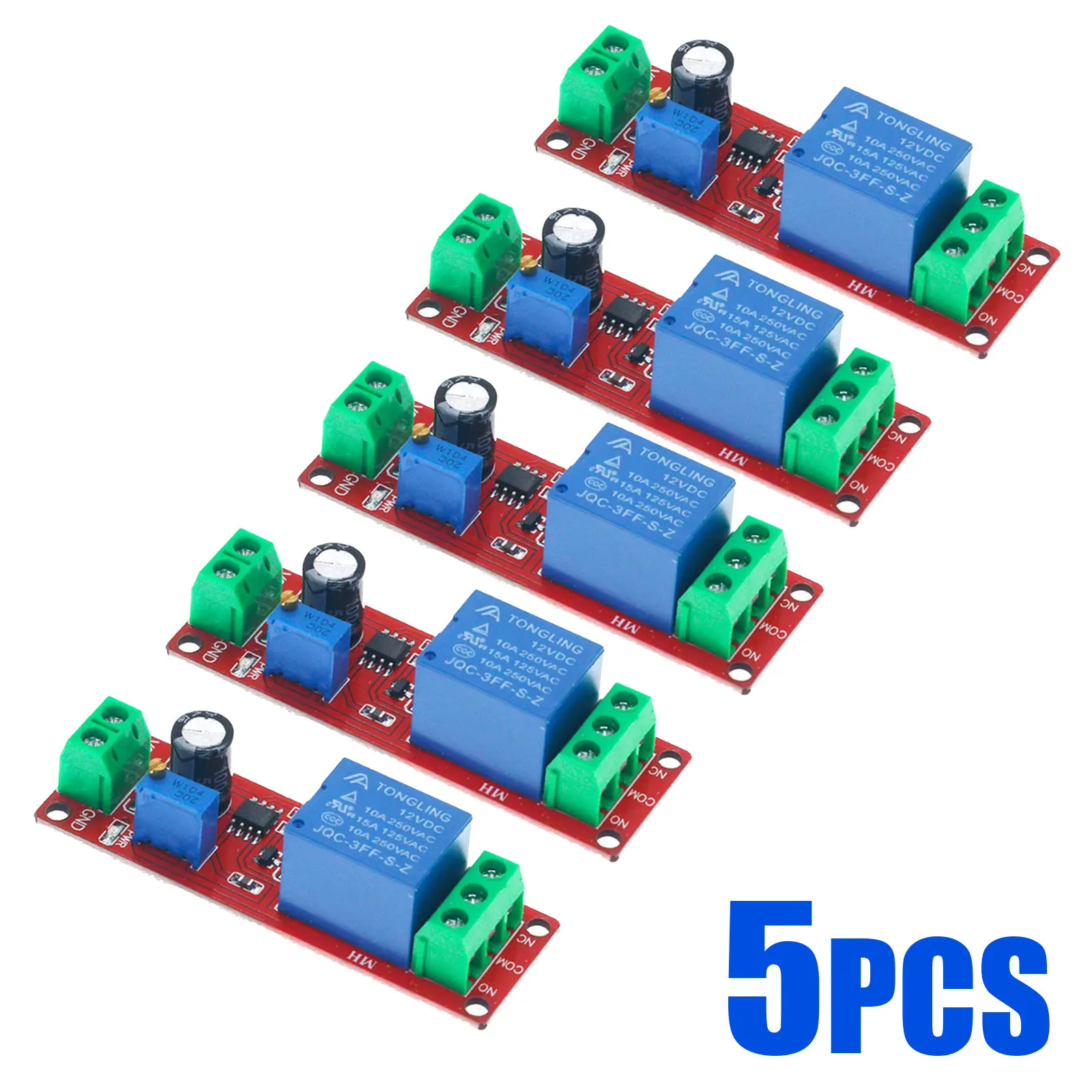 5pcs NE555 DK555 Timer Switch Adjustable Disconnect Module Time Delay Relay Module DC 12V Delay Relay Shield 0~10S