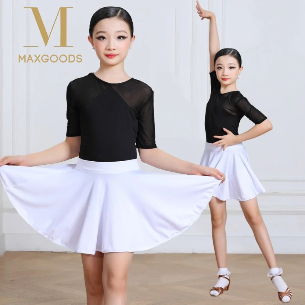 Черное детское платье для латиноамериканских танцев, профессиональный сценический костюм, тренировочные платья, платье для бальных танцев, платье для выступлений по ча-ча-ча