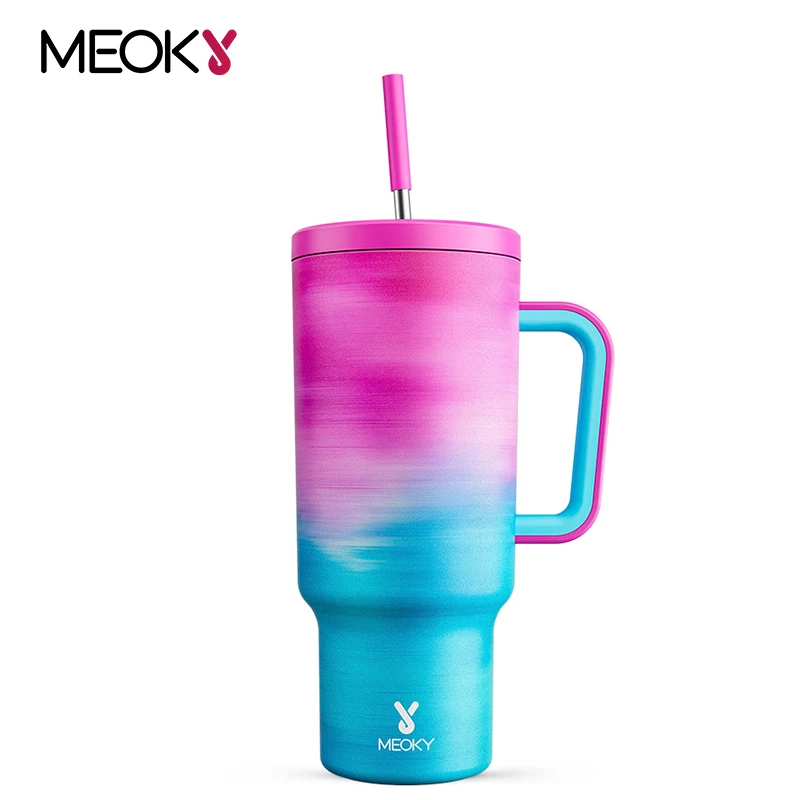 

Meoky 40oz Cup Insulated Tumbler With Lid and Straws Stainless Steel Vacuum Leak Proof Car Mugs Large Capacity Coffee Cup