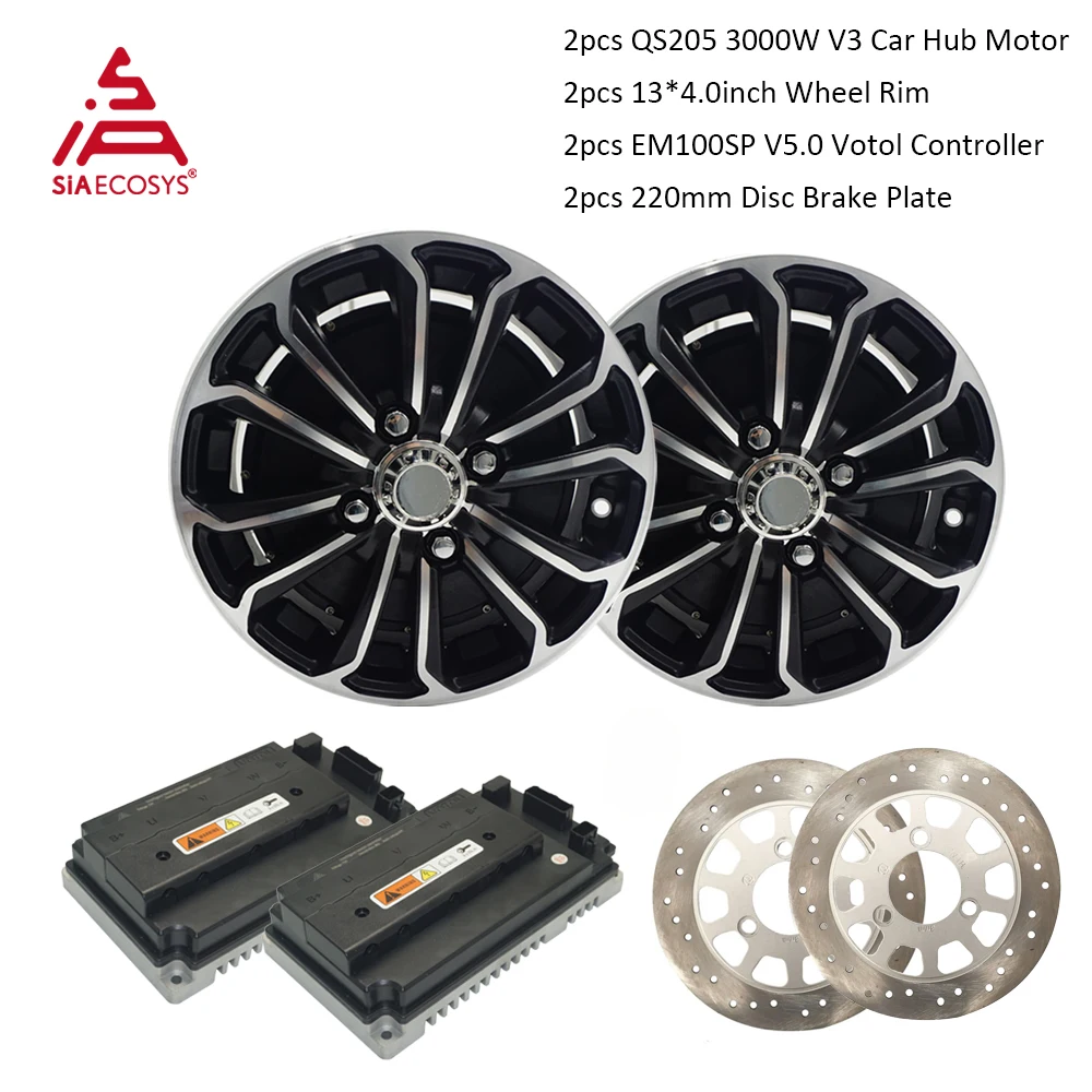 

QS Motor QS205 Hub Motor Electric Car Hub Motor 13*4.0inch 205 3000W V3 Motor Kits with EM100SP V5.0 VOTOL Controller