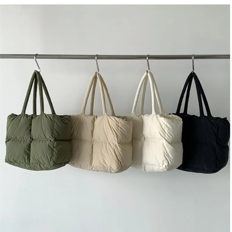 Large Capacity Cloud Bag Shoulder Bags Women Down Cotton Jacket Bags Fashion Simple College Student Tote Bag Handbags 2024 New