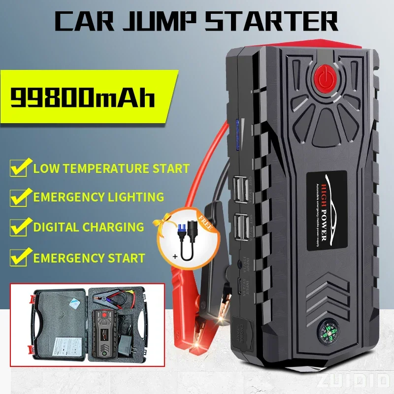 

99900mAh 5000A Car Jump Starter Power Bank 12v Auto Emergency Battery Booster Starting Device Diesel Petrol Articles For Cars