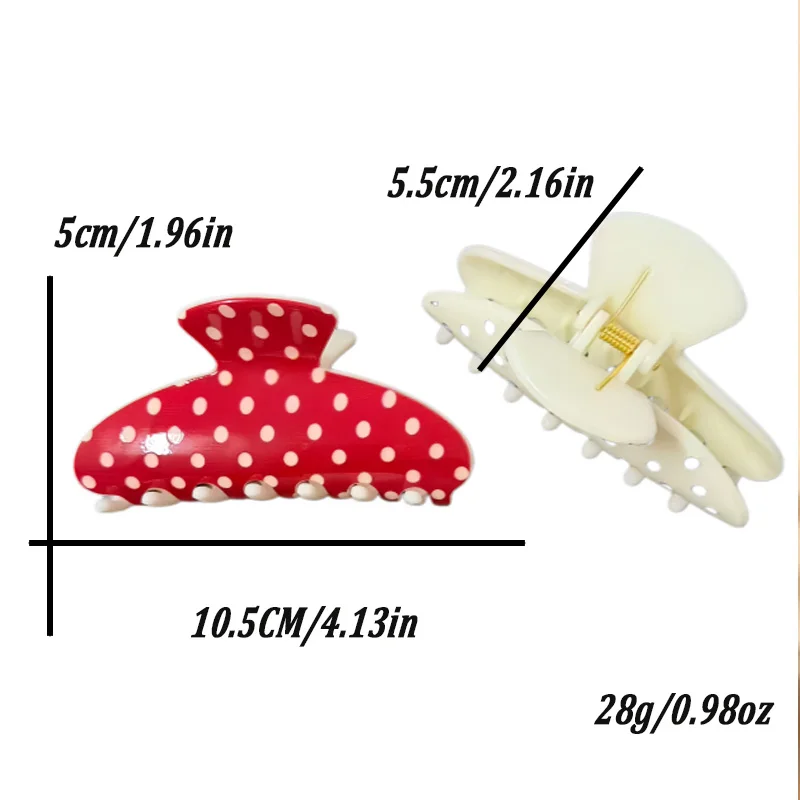 1/4pcs Korean Style Glossy Finish Polka Dot Hair Claw Clip For Women Sweet Daily Wear Shark Clip Fashion Girl Ponytail Clip