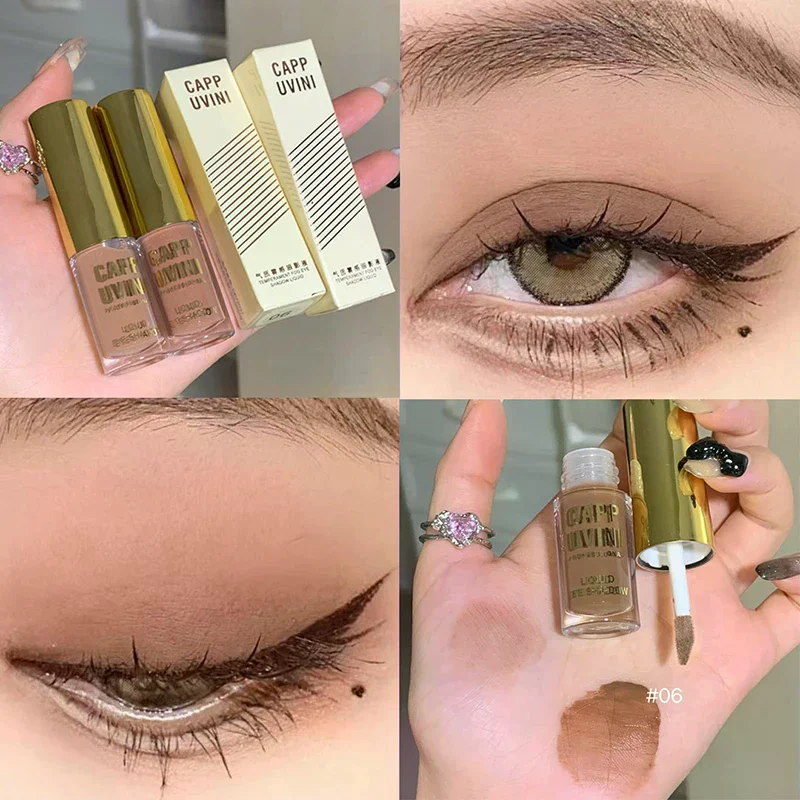 Brauner Glitzer, flüssiger Lidschattenstift, Kontur-Rouge-Pigment, feiner Schimmer, matt, natürlich, Wangenmilch, Kaffee, Schattencreme, Augen-Make-up