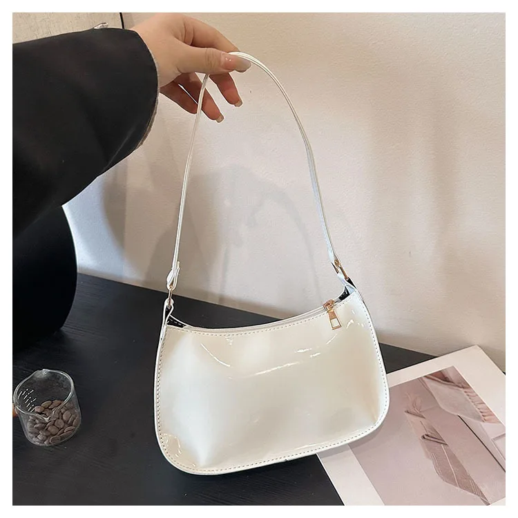 Glänzende Lackleder-Unterarmtasche Einfarbige Damen-Mini-Handtasche Modische Casual Schultertasche Tägliche Dating-Handtasche – Detail 20