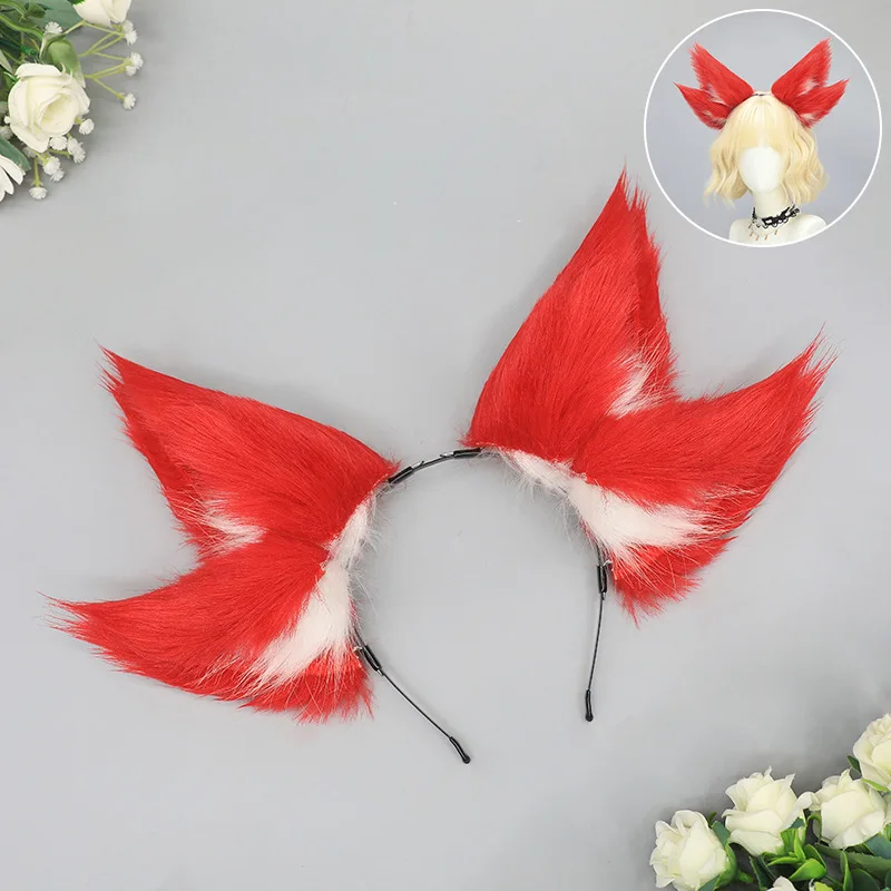 Red Fox Ohr Kopfbedeckung Comic-Con Simulation Neunschwänziger Fuchs Ohr Kopfschmuck Frau Mann Halloween Party Cosplay Zubehör JK Requisiten