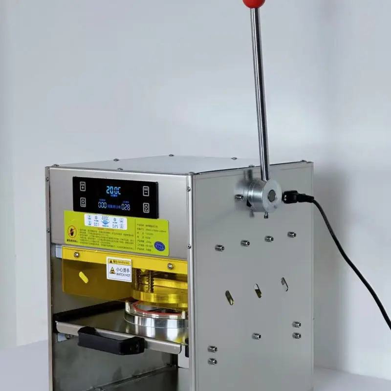 Electric Semi-Automatic Hand Press Aluminum Foil Film Sealing Machine Fast Small Scale for Takeout Meal Boxes Beverages