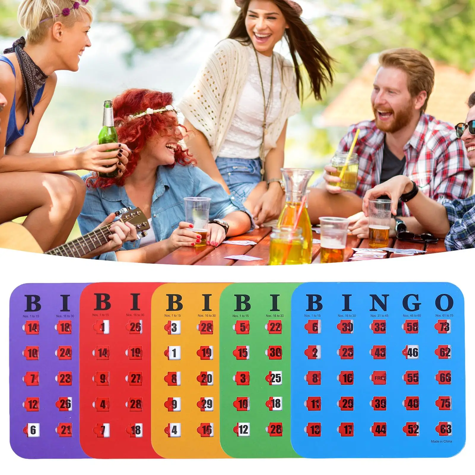 Bingo Game Cards 5 Pcs Reusable Logic Thinking Ability Game With Shutter Slide Windows For Parties Celebrations Home Adults view 4