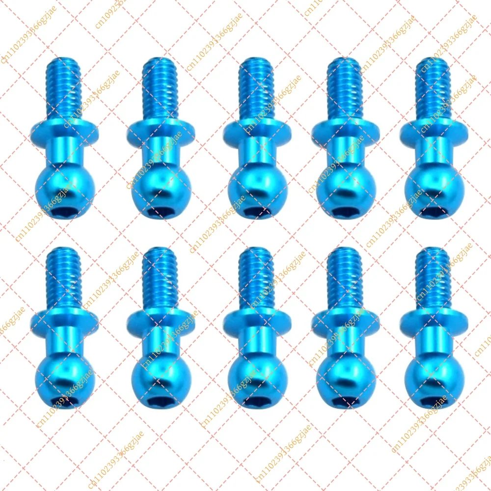 10Pcs M3 Metal Hex Ball Head Screws for Tamiya TT01 TT02 Sakura D5 1/10 RC Drift Car, Blue Replacement Parts