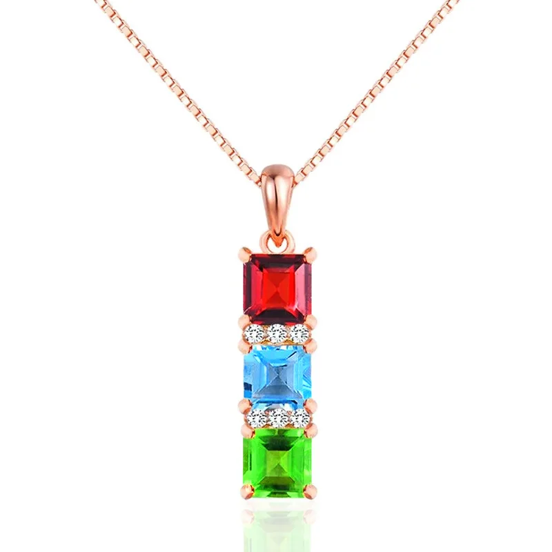 Huitan Shinning Colorful Zirconia Pendant Necklace for Women Delicate Lady Fashion Design Party Accessories Statement Jewelry