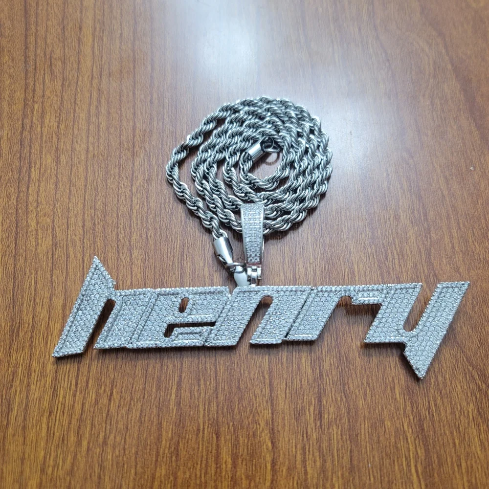 

Custom Name Necklace Iced Out Cubic Zirconia Initial Letter Pendant Rope Chain Hiphop Punk Jewelry For Her Gifts