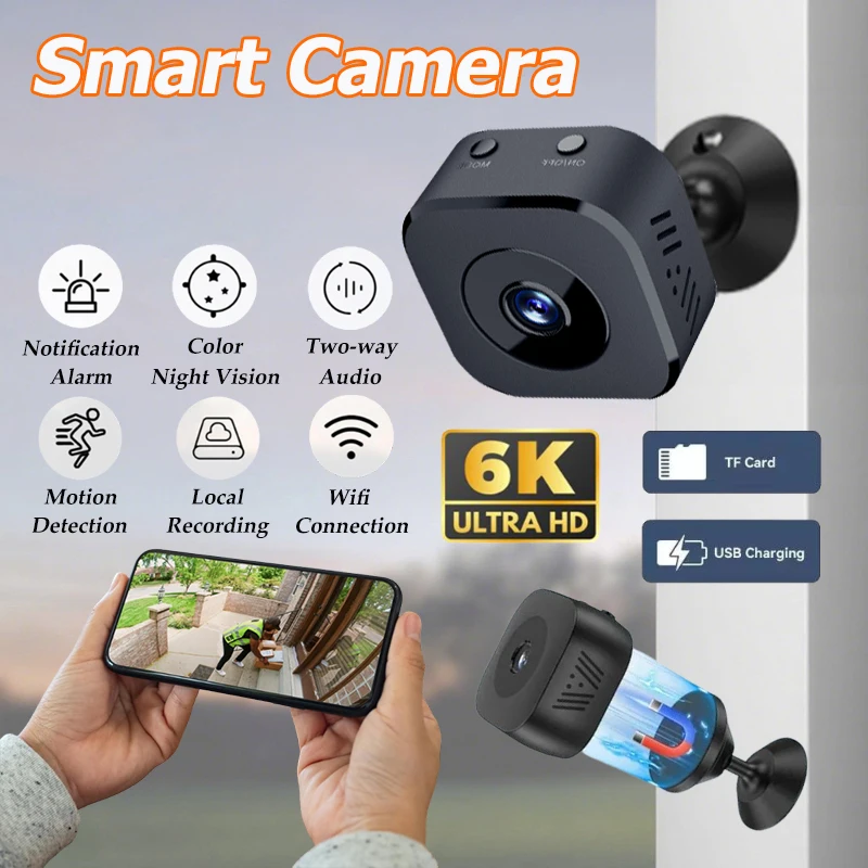 Mini cámara de seguridad Pro 4K FullHD WiFi vigilancia con Audio bidireccional detección de movimiento cámara de seguridad de visión nocturna infrarroja