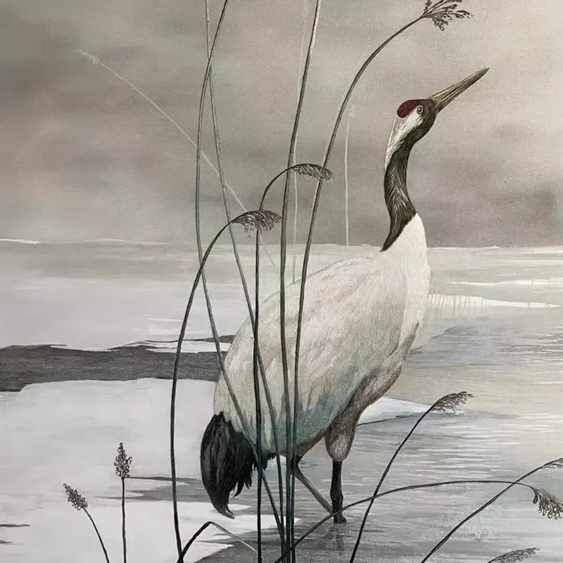 Beautiful Hand Painted Silk Fabric Chinoiserie Wallpaper for Living Room Decor