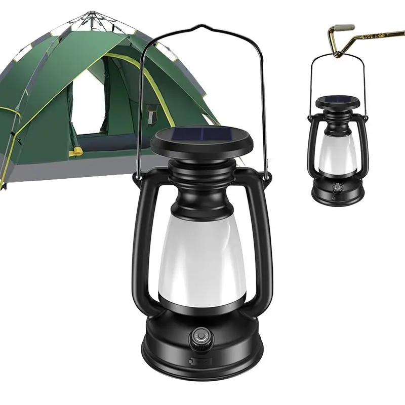 

Solar Lantern Camping Rechargeable Vintage Lanterns Adjustable Brightness Backup Flashlight Solar Powered Lighting For Home