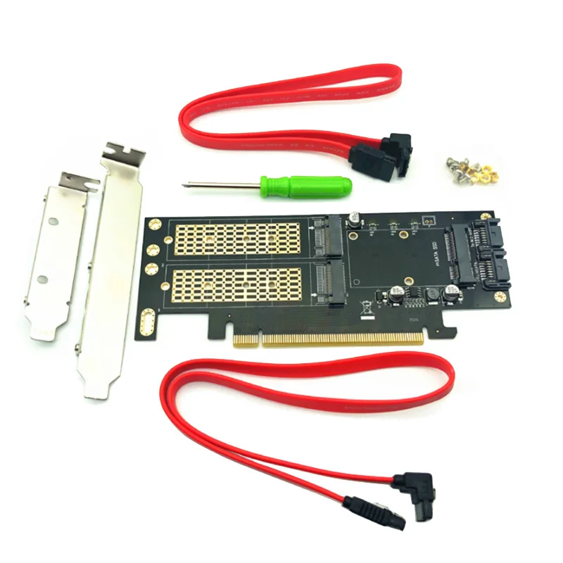 M2 Nvme SSD NGFF To PCIE 3.0 X16 Adapter M Key B Key MSATA PCI Express 3.0 M.2 NVME SSD M2 SATA 3 In 1 Converter Riser