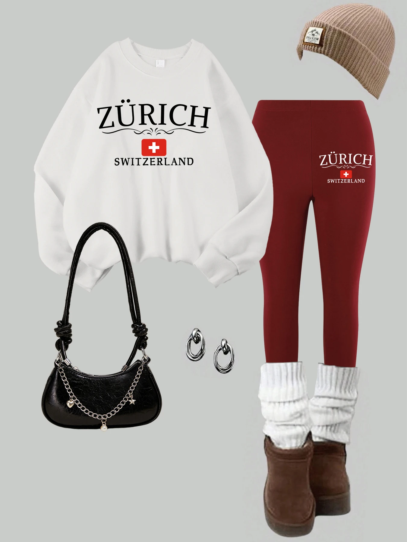 2-delige dames Spanje brief nationale vlag bedrukte sweatshirts leggings set straat thermische warme hoodie broek winter vrouw kleding