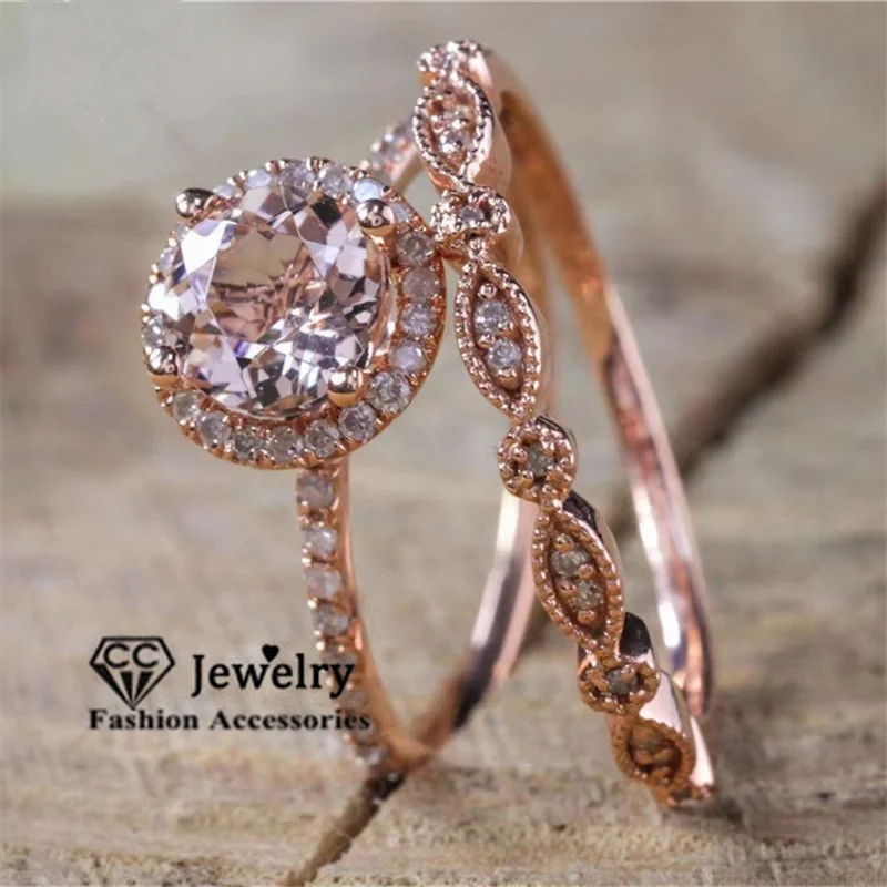 

CC парные кольца для женщин, винтажный элегантный комплект, кольцо с кубическим цирконием, свадебные и помолвочные украшения, Прямая поставка CC1379