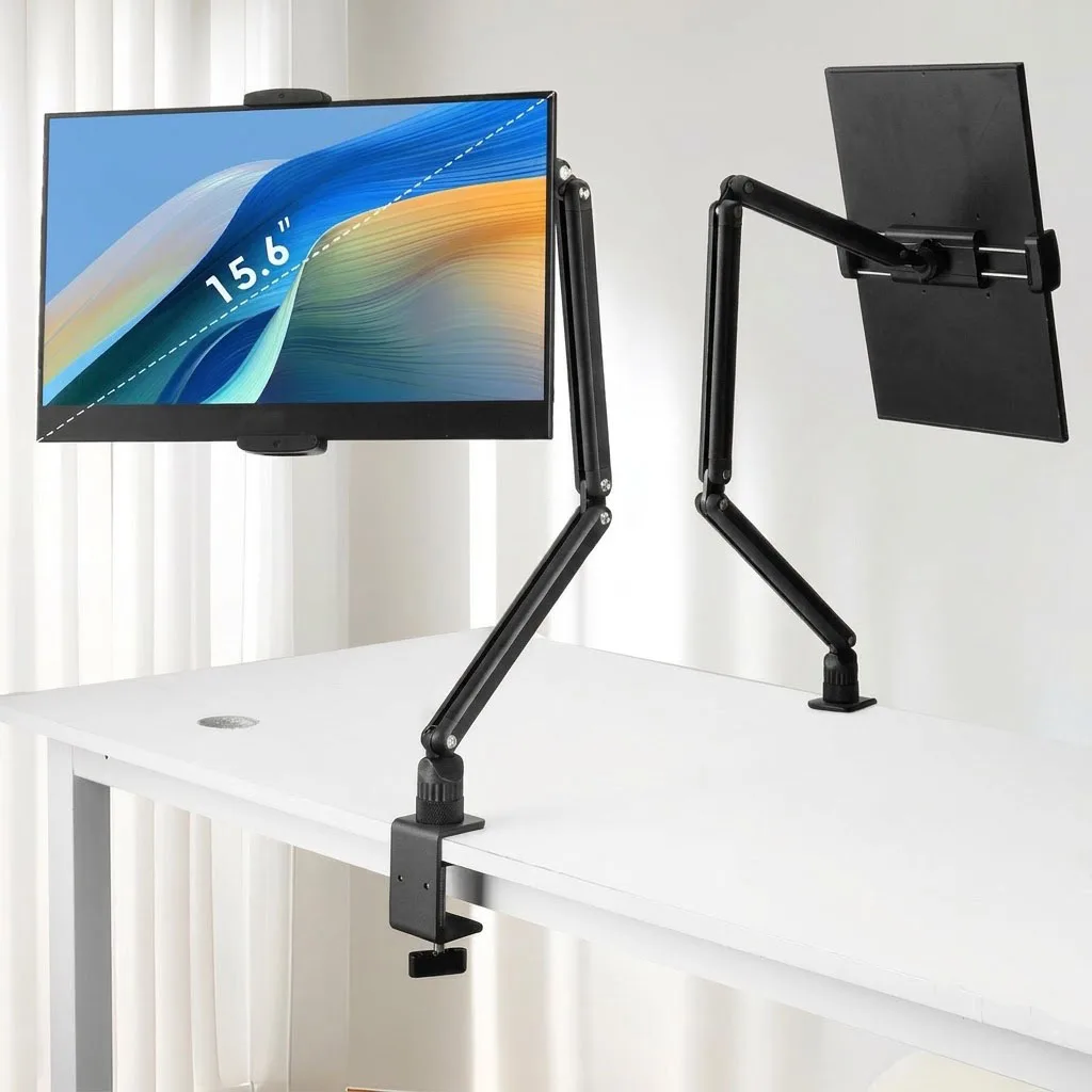 ipad Tablet Stand Holder for Desk,Portable Monitor Stand Holder 15.6'' Max,for ipad Tablet Mount Arm with 360°Rotate Base