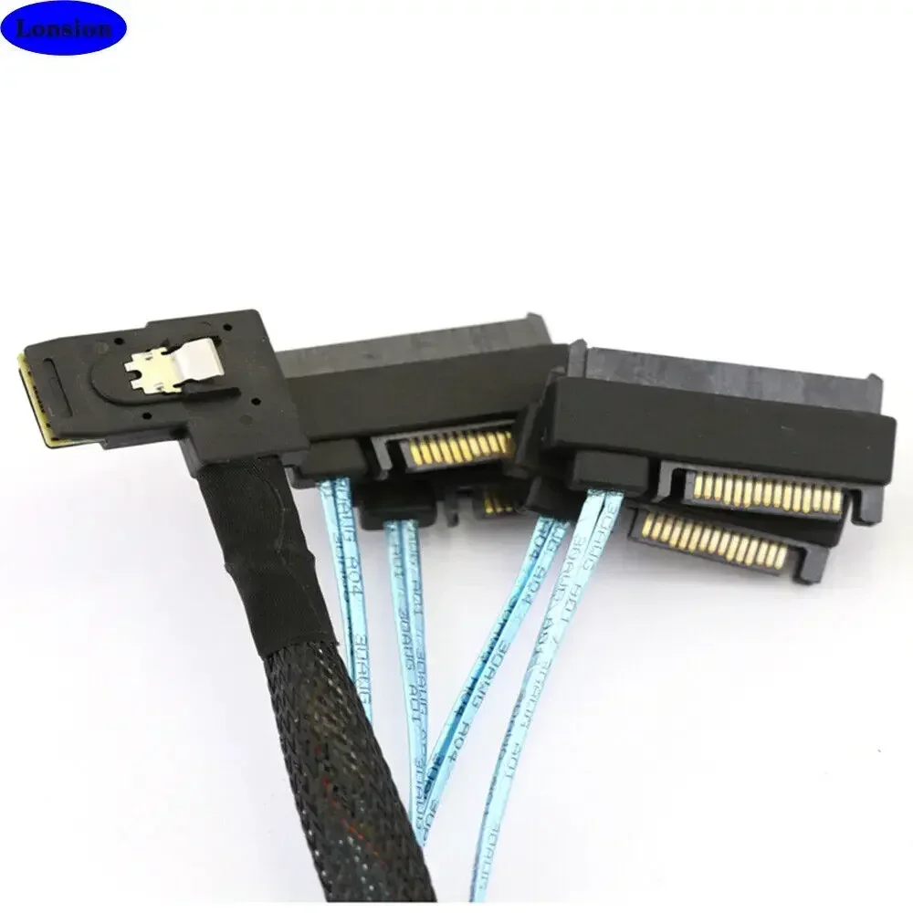 Right-Angle Mini SAS SFF-8087 to 4-Port SAS SFF-8482 HDD Hot-Swap Hard Drive Cable for Server/Storage