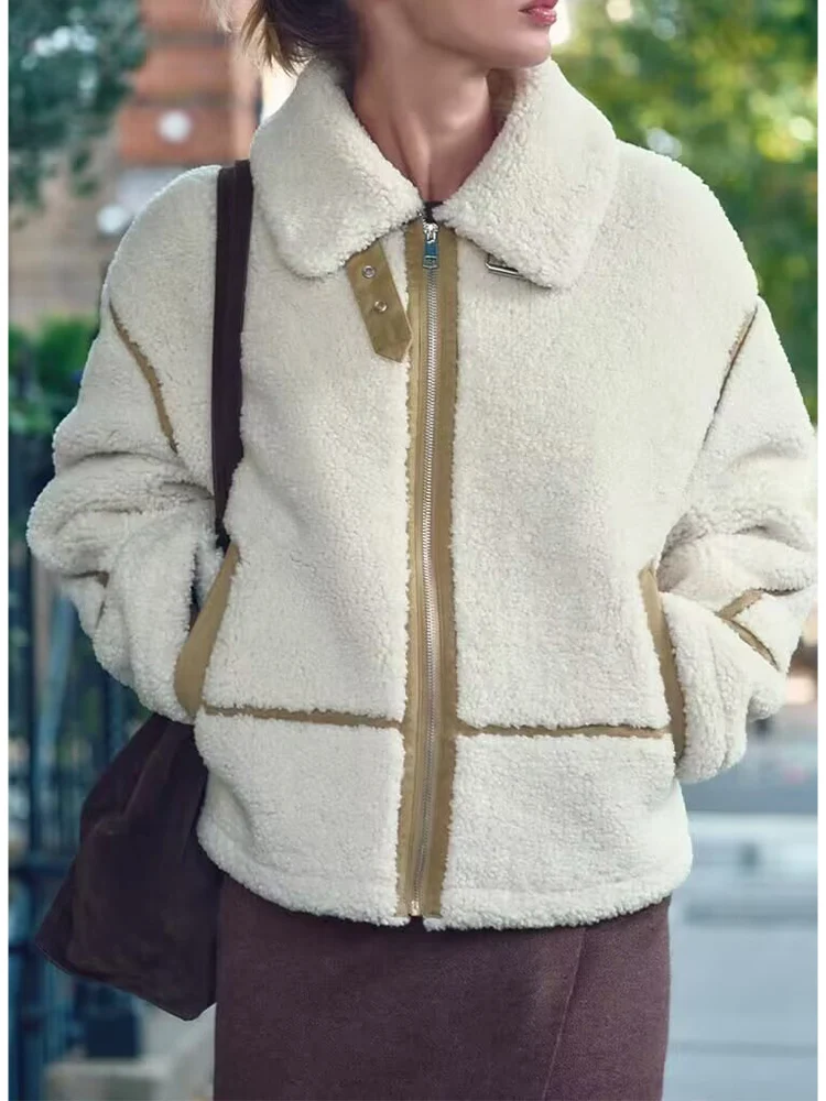 

Новая женская модная и универсальная элегантная повседневная двусторонняя куртка на флисовой подкладке в европейском стиле.