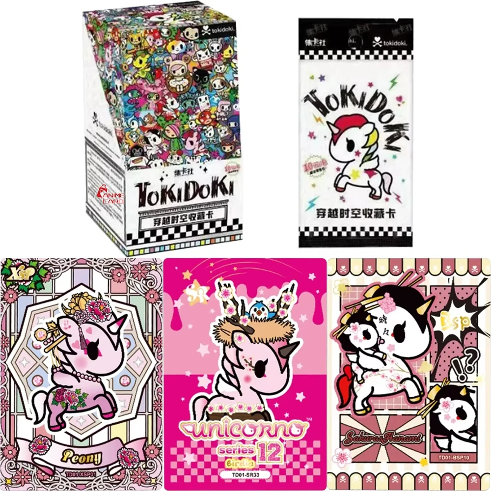 Tarjetas Tokidoki genuinas, caja ciega, serie de viajes en el tiempo, tarjetas de unicornio, juego comercial de Anime, tarjeta de colección, juguete periférico para niños