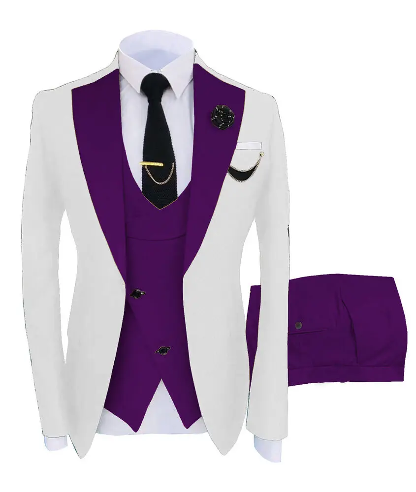 Men Suits Business Formal Slim Fit Costumes Pour Homme Set Party Vest Pants Wedding 3pcs Blazer Verde Hombre Terno Masculino