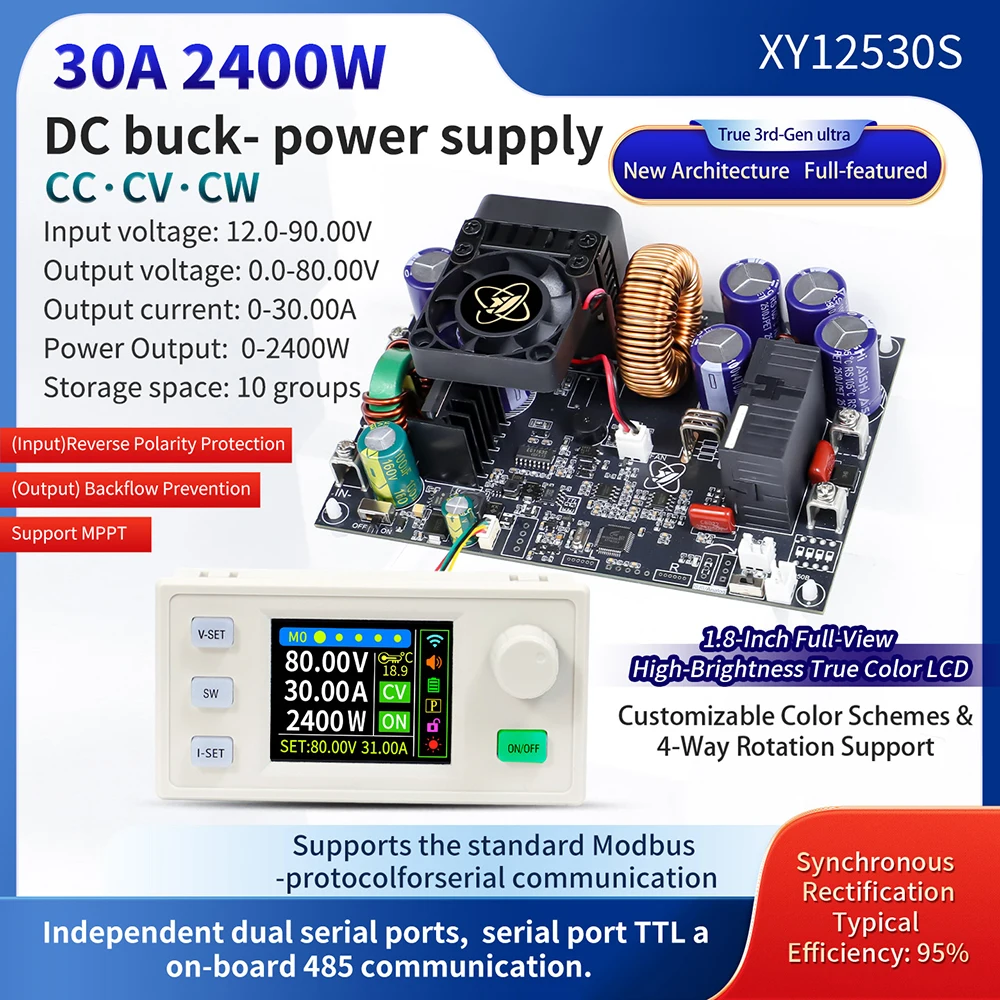 

XY8030S XY12530S 30A 2400W 3750W CNC Stabilized Voltage Power Supply Buck Converter Constant Voltage / Current Step-Down Module