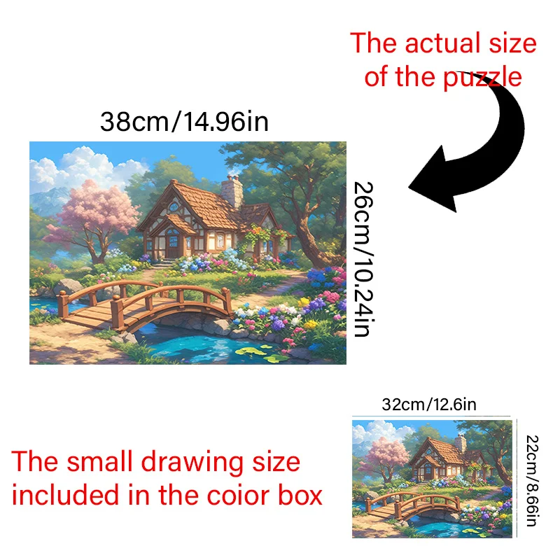 صندوق مكون من 1000 قطعة من الألغاز للبالغين، يتميز بتصميم بيت كريك زهري - مقاوم للخدش، وتحدي، ومناسب لـ