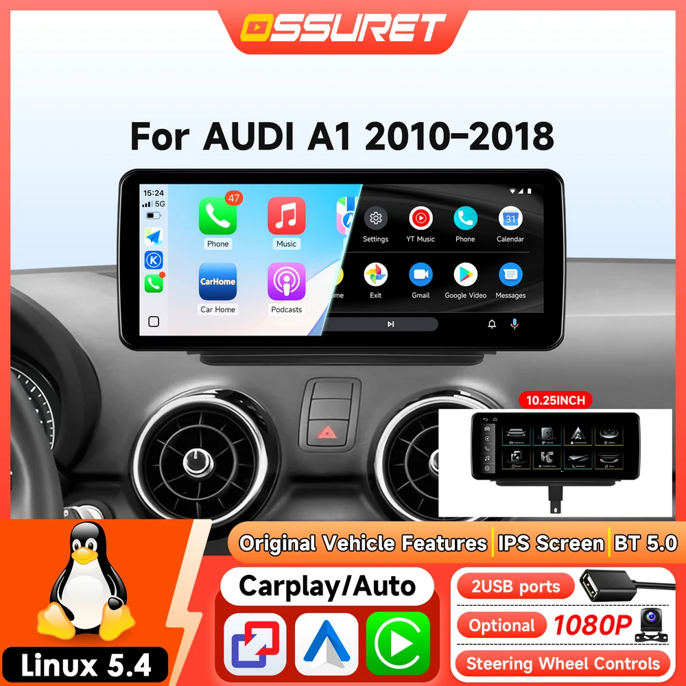 Autoradio GPS per AUDI A1 8X 2010-2018 RMC HNR Wireless Carplay Multimedia Android Auto Stereo Schermo 1920*720 Autoradio 4g Rom Linux 5.4