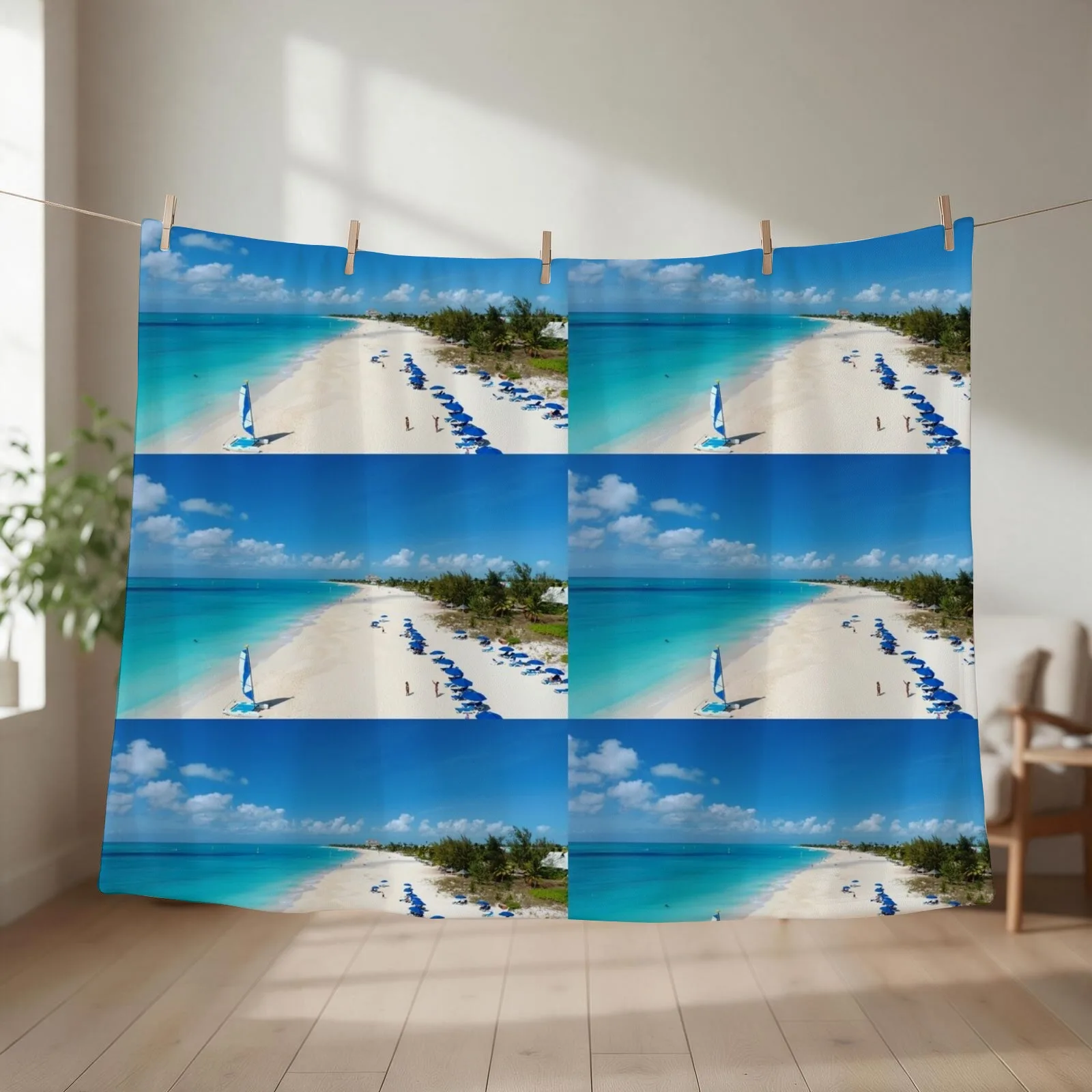 Looking east along Grace bay Beach Providenciales TCI Throw Blanket couch cozy soft plush fuzzy picnic outdoor blanket
